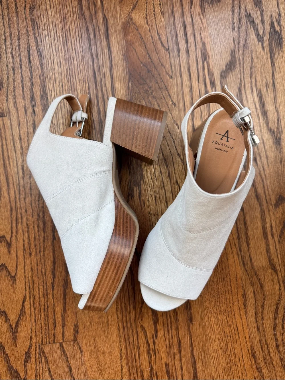 Aquatalia White Suede Platform Heel Sandals Women’s 9